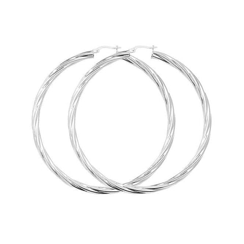 Boucles d'oreilles créoles torsadées Acotis en argent G5973