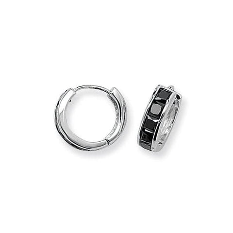 Acotis Silberohrringe mit Scharnier, schwarzer Zirkonia G5593BK
