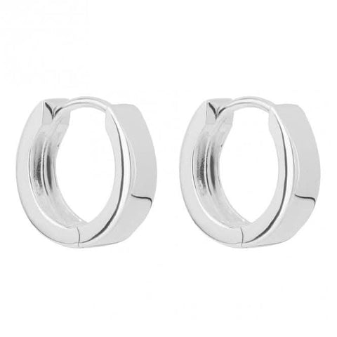 Silberne Mini-Ohrringe mit flachem Profil (Huggie Creolen) E6245