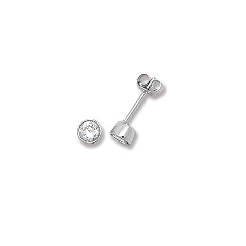 Acotis Silber Ohrstecker mit rundem Zirkonia-Stein G5288CZ
