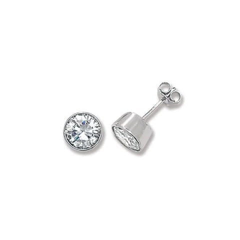 Acotis Silber Ohrstecker mit rundem Zirkonia G5291CZ