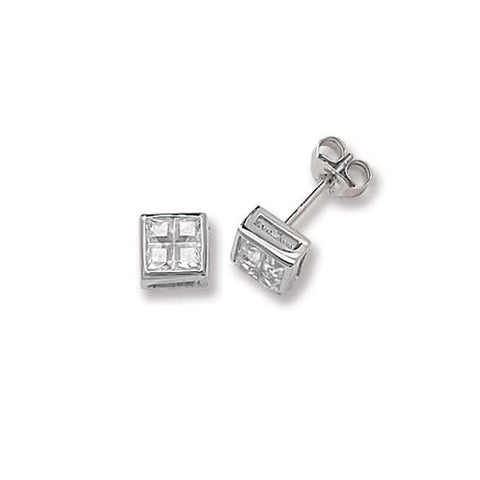 Acotis Silber Ohrstecker mit quadratischem Zirkonia G5295CZ