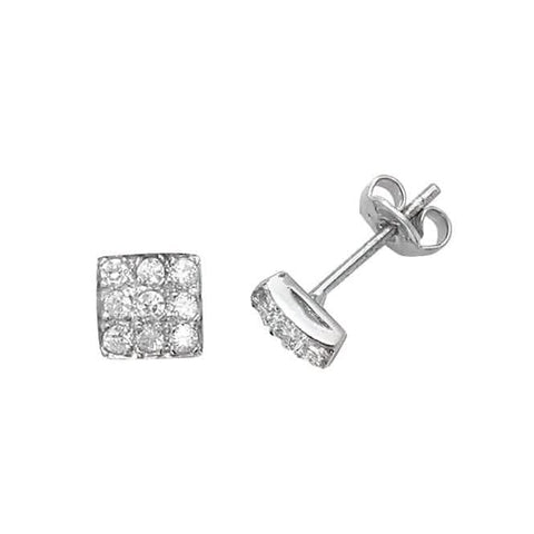 Boucles d'oreilles Acotis en argent, zircon carré G5984