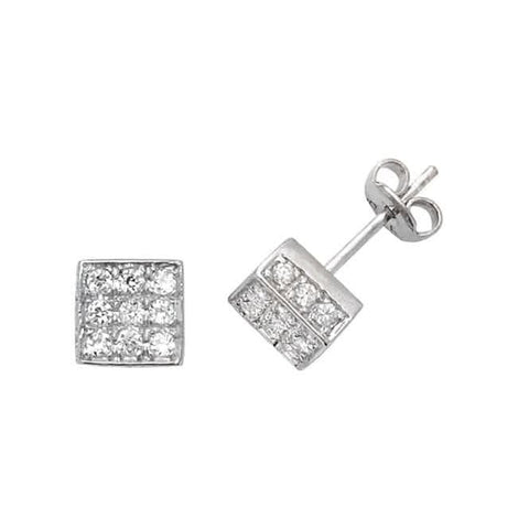 Boucles d'oreilles Acotis en argent, zircon carré G5987