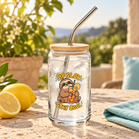 Sip Slow, Stay Cool – Sloth Can-Shaped Glass