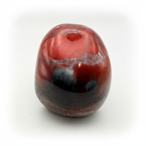 Crimson Smoke Resin Skull — Handmade Gothic Art