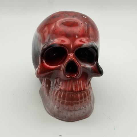 Crimson Smoke Resin Skull — Handmade Gothic Art