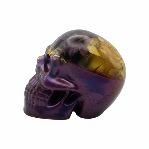 Floral Resin Skull — Real Chrysanthemum & Rose