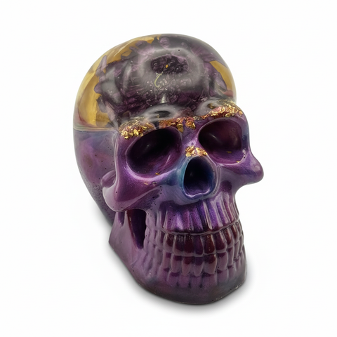 Floral Resin Skull — Real Chrysanthemum & Rose