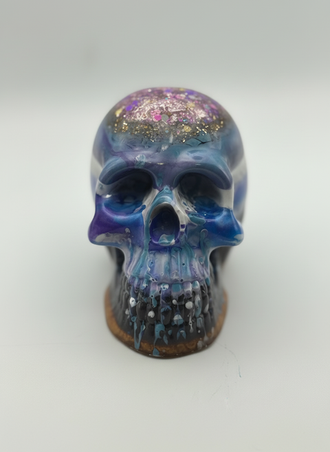 Galaxy Glitter Resin Skull — Handmade Gothic Décor