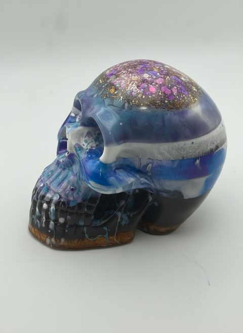 Galaxy Glitter Resin Skull — Handmade Gothic Décor