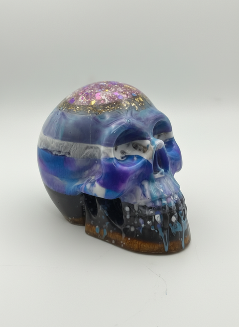 Galaxy Glitter Resin Skull — Handmade Gothic Décor