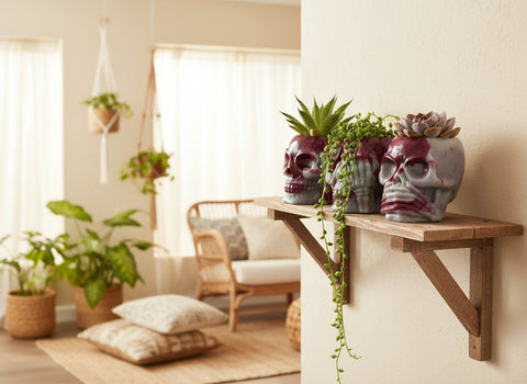 Three Wise Skulls Succulent Planter Set