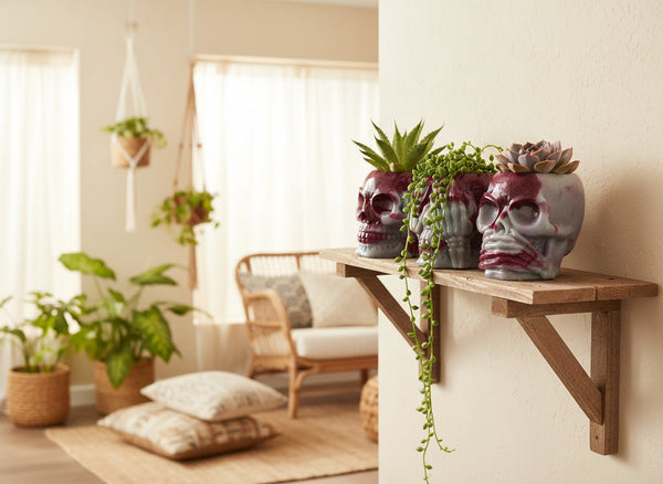 Three Wise Skulls Succulent Planter Set