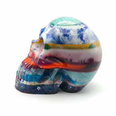 Rainbow Brain Resin Skull — Handmade Colourful Gothic Décor