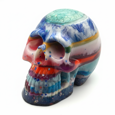 Rainbow Brain Resin Skull — Handmade Colourful Gothic Décor