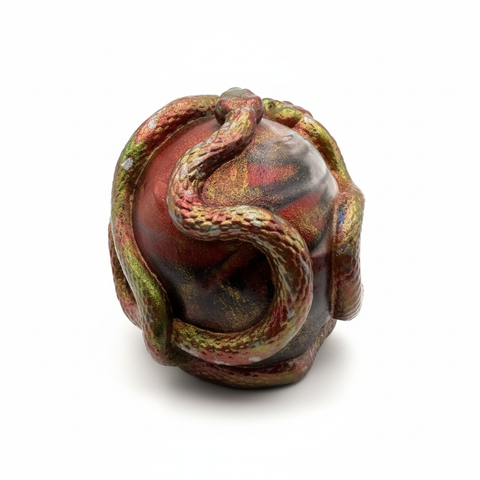 Serpent Resin Skull — Crimson & Olive