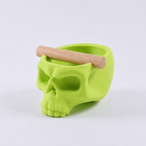 Gothic Skull Espresso Knock Box with Oak Bar