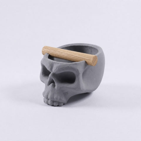 Gothic Skull Espresso Knock Box with Oak Bar
