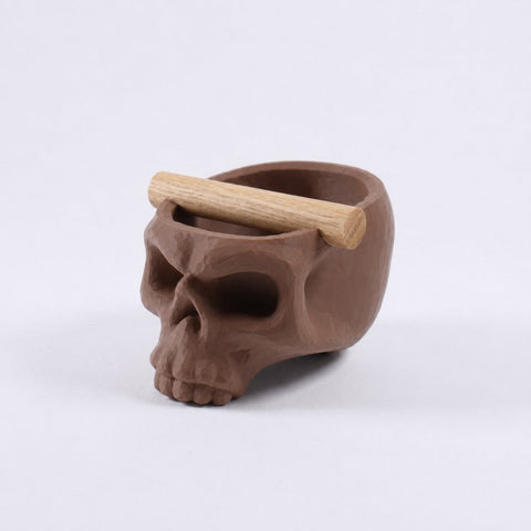 Gothic Skull Espresso Knock Box with Oak Bar