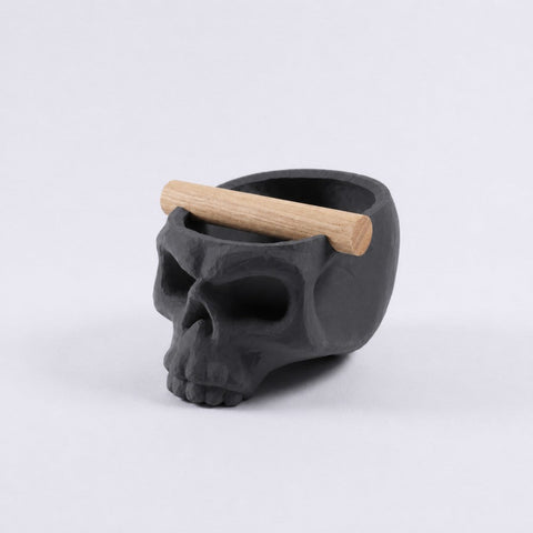 Gothic Skull Espresso Knock Box with Oak Bar