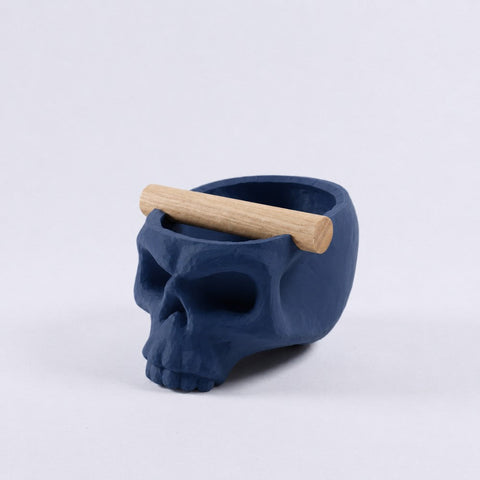 Gothic Skull Espresso Knock Box with Oak Bar