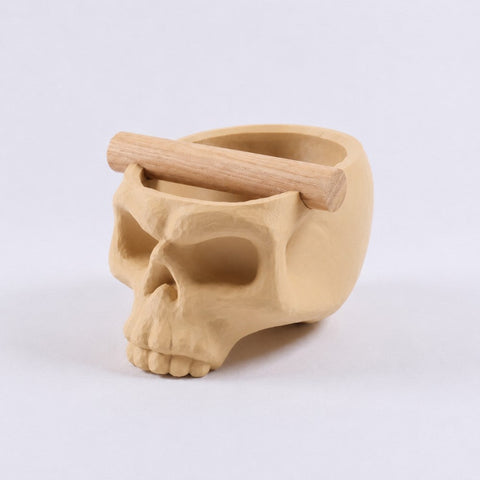 Gothic Skull Espresso Knock Box with Oak Bar