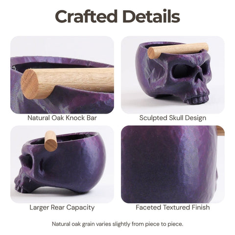 Gothic Skull Espresso Knock Box with Oak Bar