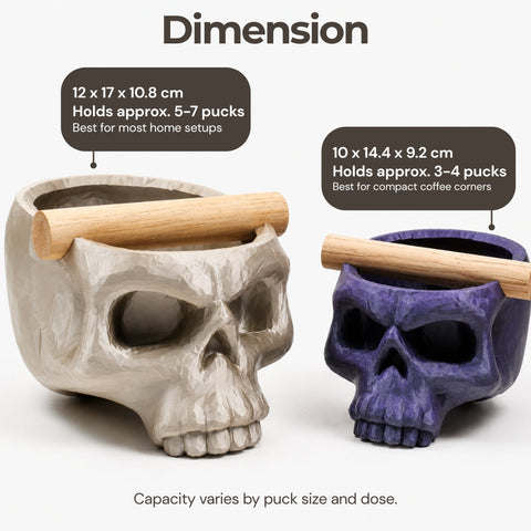 Gothic Skull Espresso Knock Box with Oak Bar