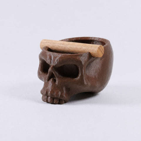 Gothic Skull Espresso Knock Box with Oak Bar
