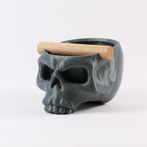 Gothic Skull Espresso Knock Box with Oak Bar