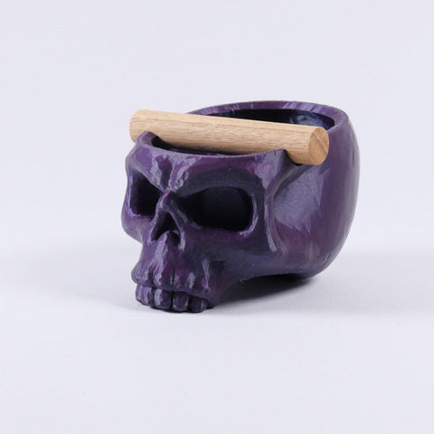 Gothic Skull Espresso Knock Box with Oak Bar