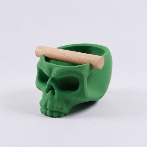 Gothic Skull Espresso Knock Box with Oak Bar
