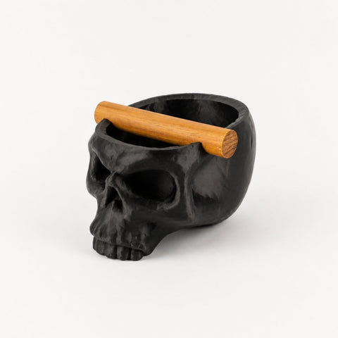 Gothic Skull Espresso Knock Box with Oak Bar