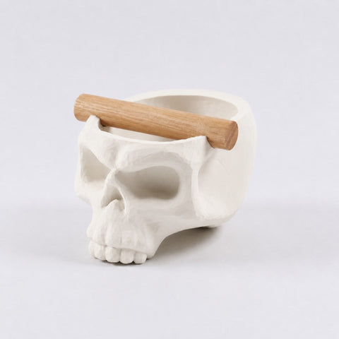 Gothic Skull Espresso Knock Box with Oak Bar