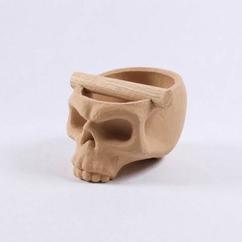 Gothic Skull Espresso Knock Box with Oak Bar