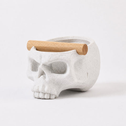 Gothic Skull Espresso Knock Box with Oak Bar