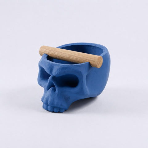 Gothic Skull Espresso Knock Box with Oak Bar