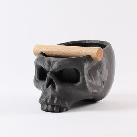 Gothic Skull Espresso Knock Box with Oak Bar