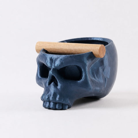 Gothic Skull Espresso Knock Box with Oak Bar