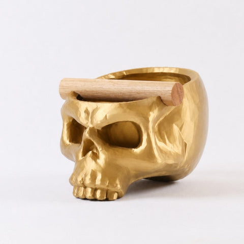 Gothic Skull Espresso Knock Box with Oak Bar