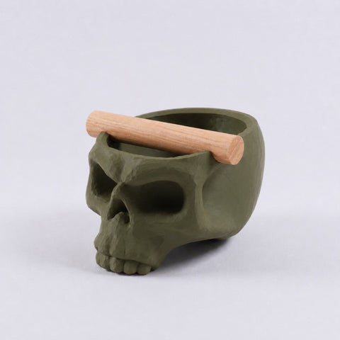 Gothic Skull Espresso Knock Box with Oak Bar