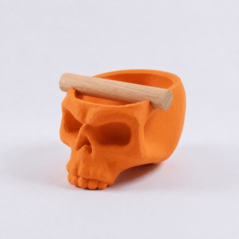 Gothic Skull Espresso Knock Box with Oak Bar