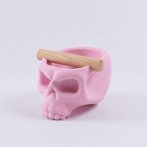 Gothic Skull Espresso Knock Box with Oak Bar