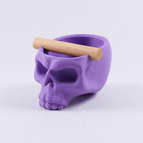 Gothic Skull Espresso Knock Box with Oak Bar