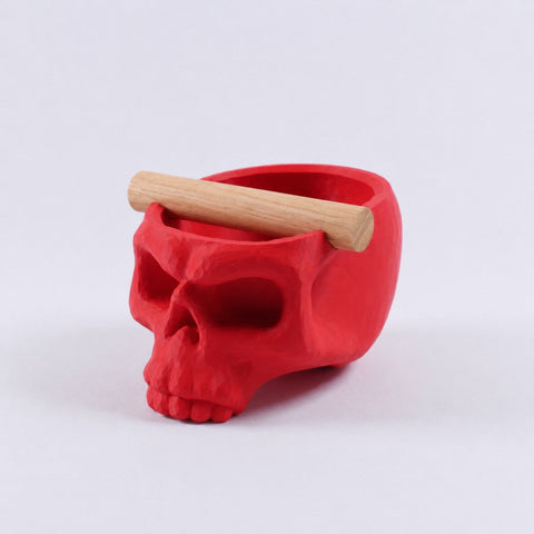 Gothic Skull Espresso Knock Box with Oak Bar