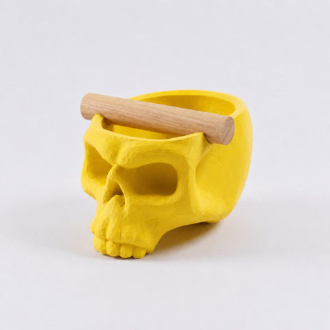 Gothic Skull Espresso Knock Box with Oak Bar