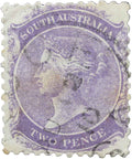 South Australia 1868 Two Pence Stamp Queen Victoria Purple Variant Used