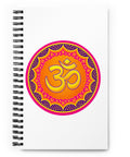White spiral notebook with the original orange, pink, yellow and purple Om mandala centred on the front cover – ZIPZAPPA