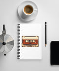 Vintage Cassette dotted spiral notebook – white front cover with retro cream and red cassette artwork, view 3